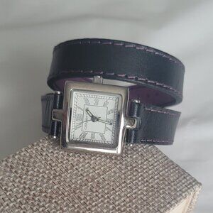 Watch Leather Wrap Band Black & Purple Coldwater Creek Ladies